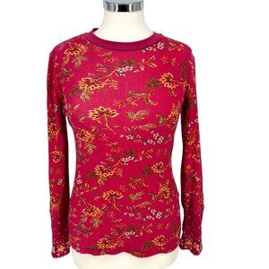 Sundance Loretta Floral Thermal Long Sleeve Top Magenta Pink Size Medium